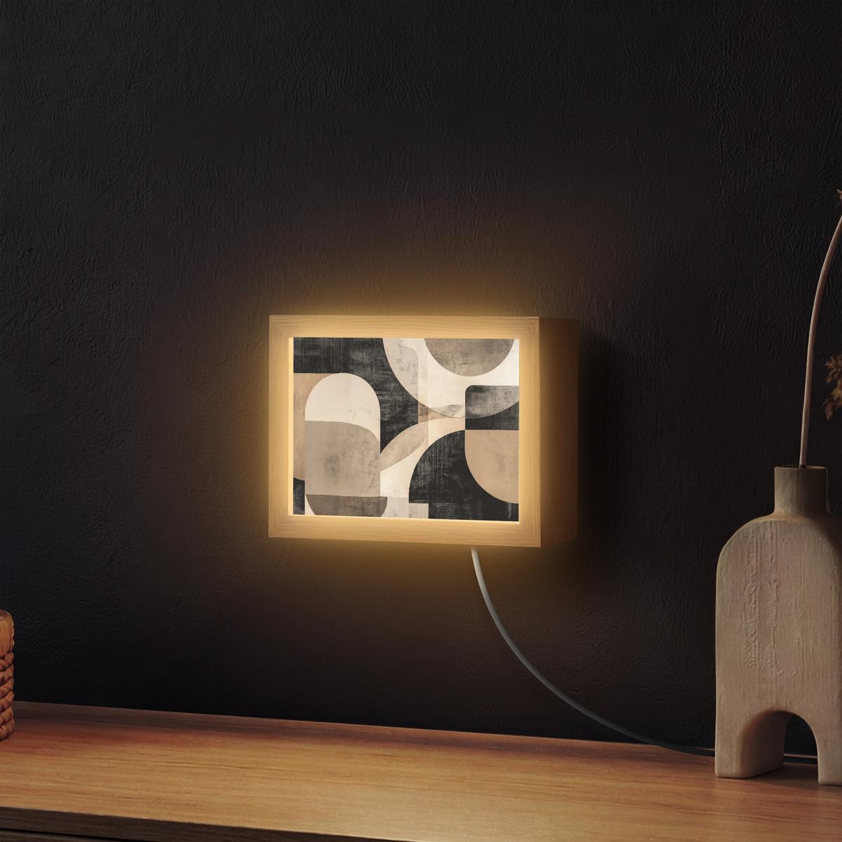 WANDLEUCHTE Abstrakt - Formen - Modern - Beige 20x15 cm - Grau, Holzwerkstoff (20/15/8cm) - OnlyWow