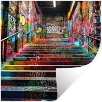 WANDTATTOO Treppe - Graffiti - Farben - Kunst Wanddeko 50x50 cm - Multicolor, Kunststoff (50/50/0.1cm) - MuchoWow