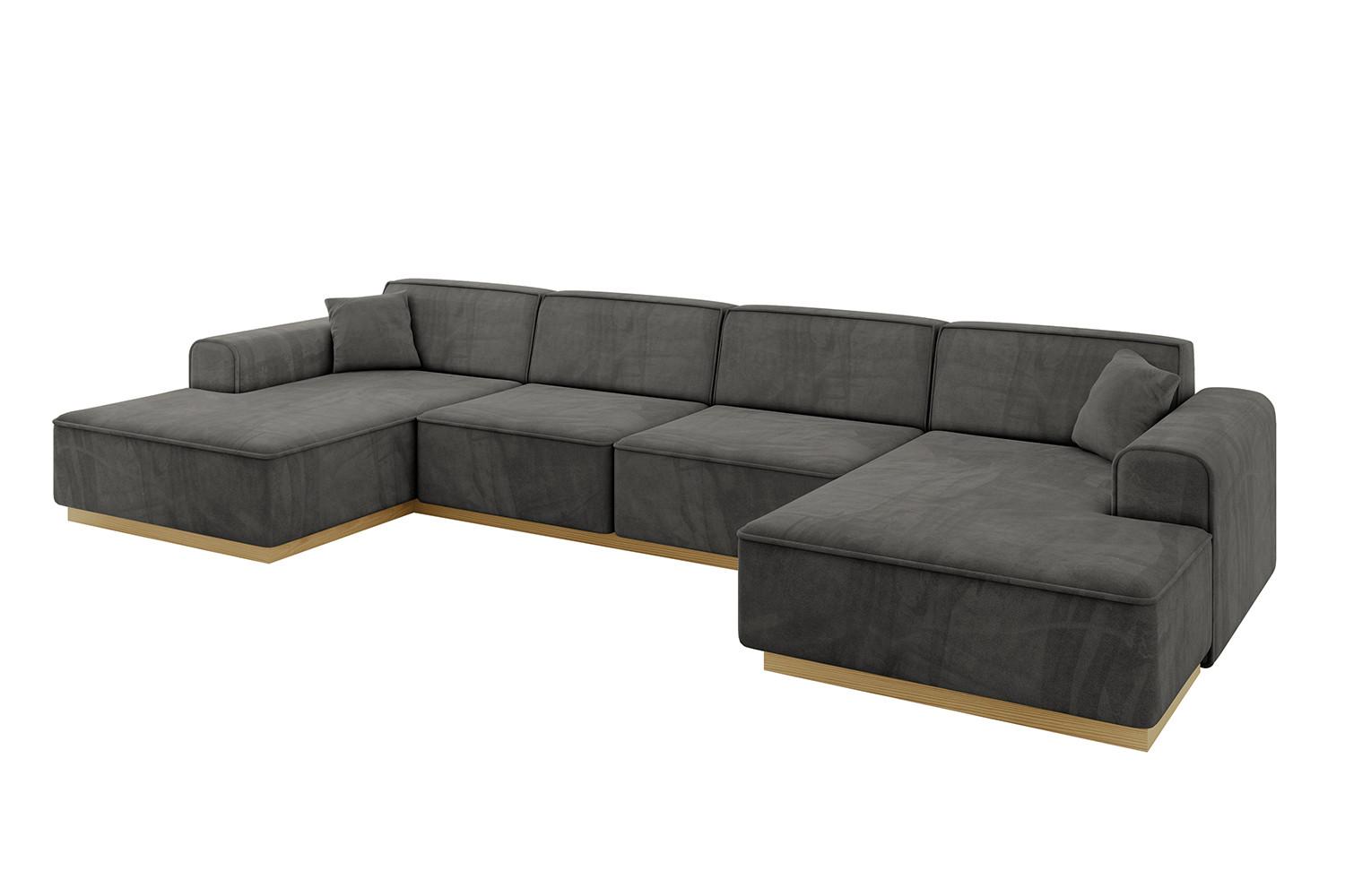 WOHNLANDSCHAFT IREA-U2-v2 - 386x165x80 cm Ecru - Anthrazit, Holzwerkstoff/Textil (386/80/165cm) - ALTDECOR