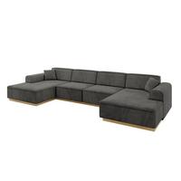 WOHNLANDSCHAFT IREA-U2-v2 - 386x165x80 cm Ecru - Anthrazit, Holzwerkstoff/Textil (386/80/165cm) - ALTDECOR