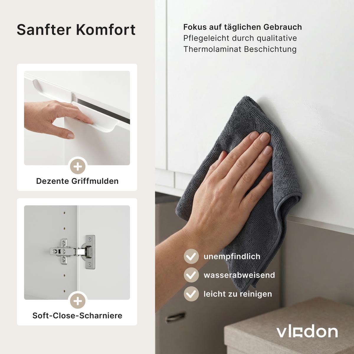 BÜROSCHRANK Logan Fronten in Cashmere - Kaschmir, Holzwerkstoff (82/184/37cm) - Vladon
