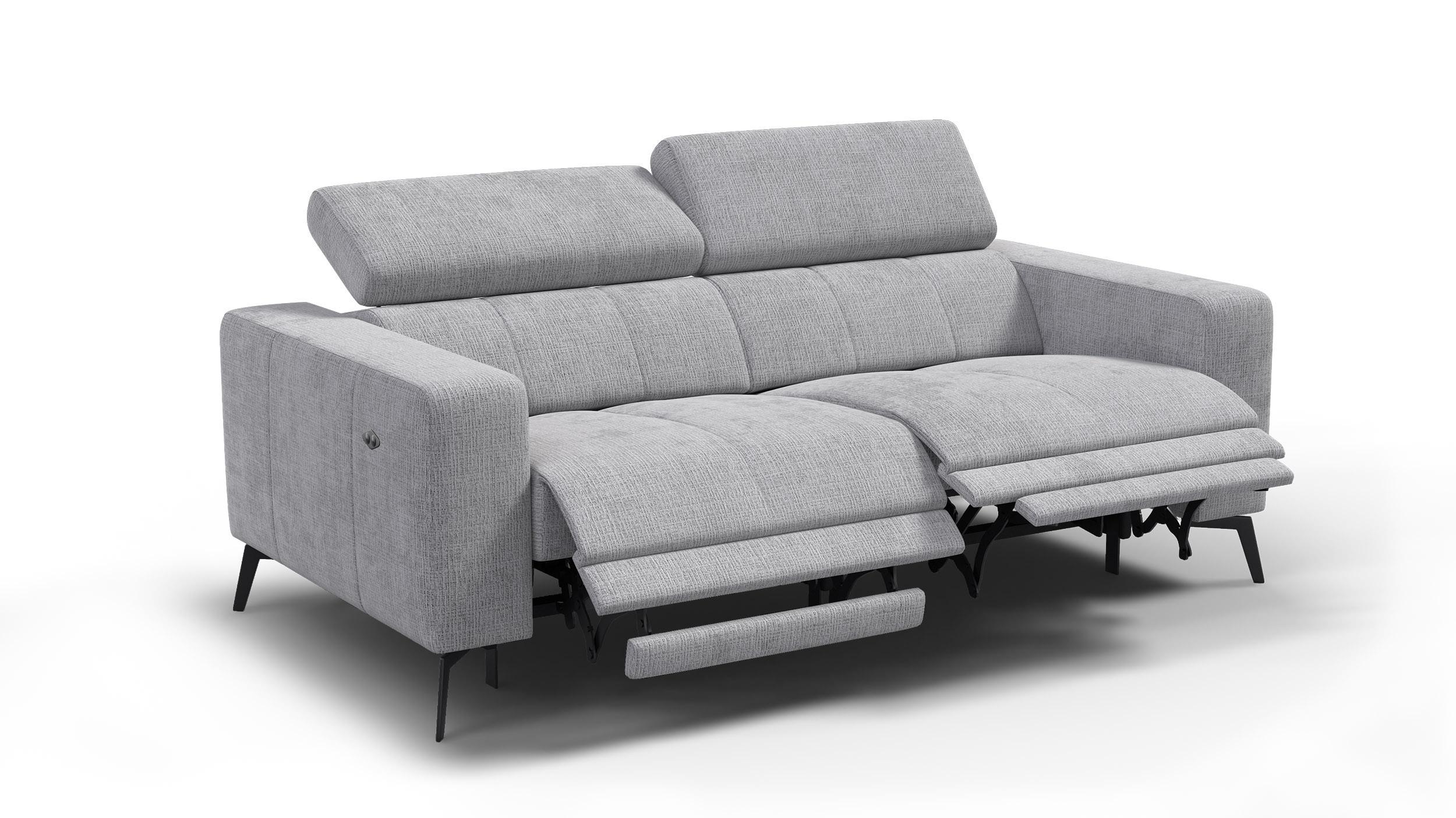 RELAXSOFA MORELLO 3-Sitzer, hellgrau, 2 x Relax Zero Gravity - Hellgrau, Holz/Textil (206/82/103cm) - Wozimo