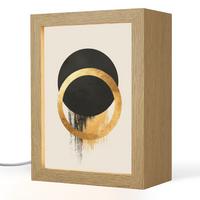 TISCHLEUCHTE Abstraktes Design - Schwarzer Kreis - Farbflecken 15x20 cm - Bernsteinfarben, Holzwerkstoff (8/15/20cm) - OnlyWow