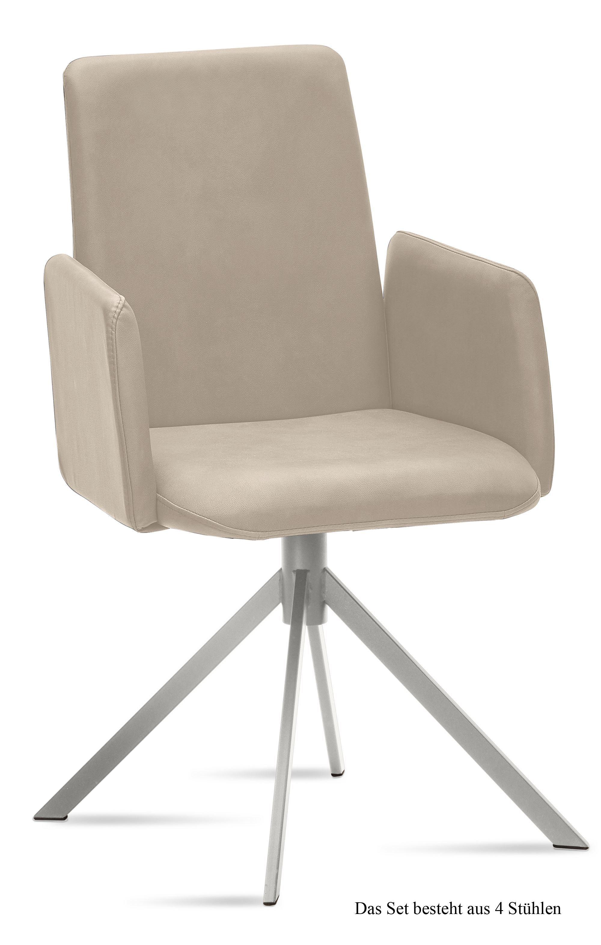 ARMLEHNSTUHL (4er-Set) Dorina 52x92x60 Edelstahl/Natur - Edelstahlfarben/Naturfarben, Kunststoff (60/92/52cm) - 58aufmkessel