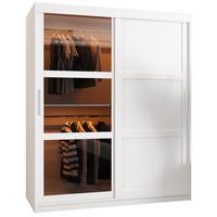 SCHWEBETÜRENSCHRANK 200/150/62 2-türig - Silberfarben/Weiß, Holz/Kunststoff (150/200/62cm) - Abiks Möbel
