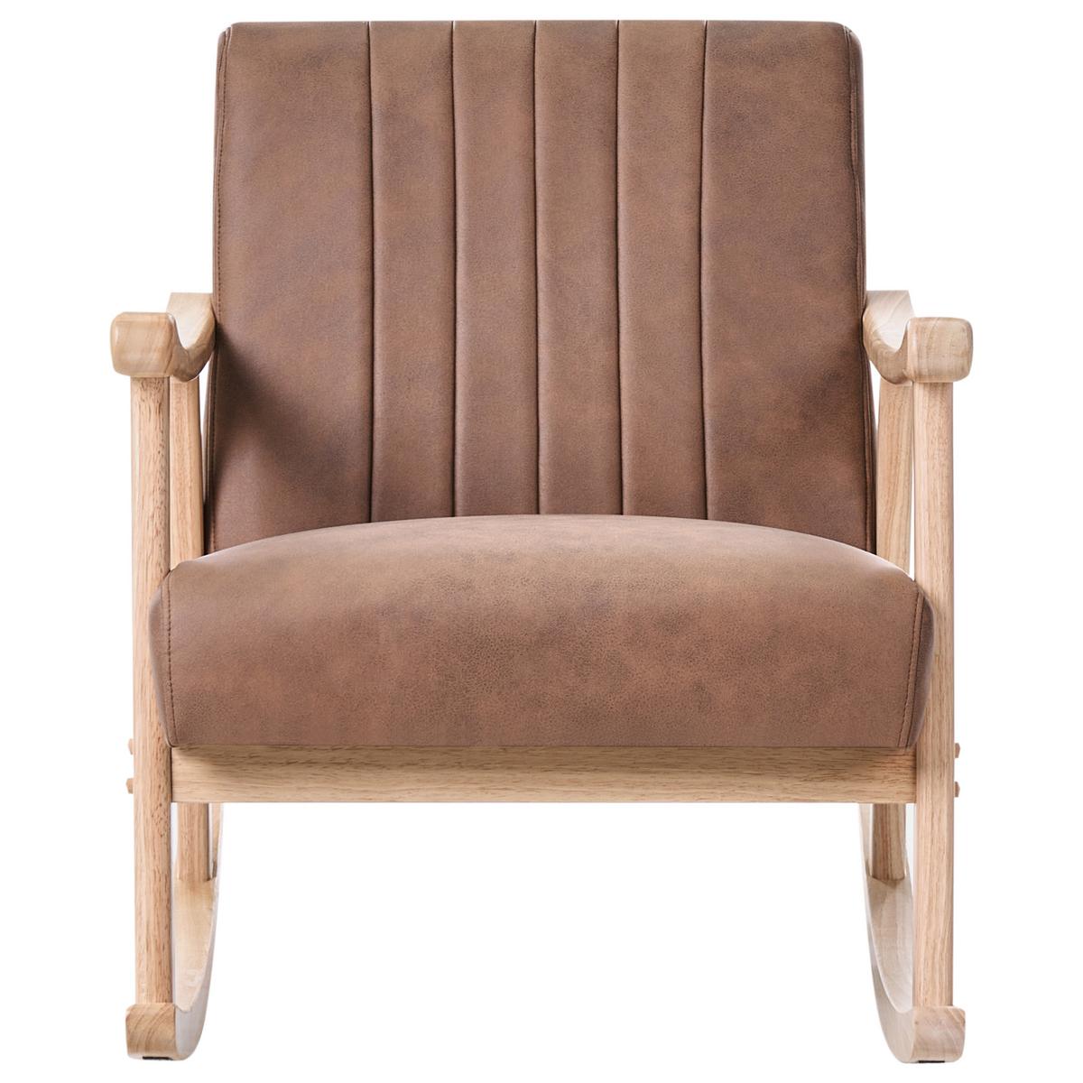 SCHAUKELSESSEL Kunstleder Braun Leknes - Hellbraun, Kunststoff (63/78/96cm) - Beliani