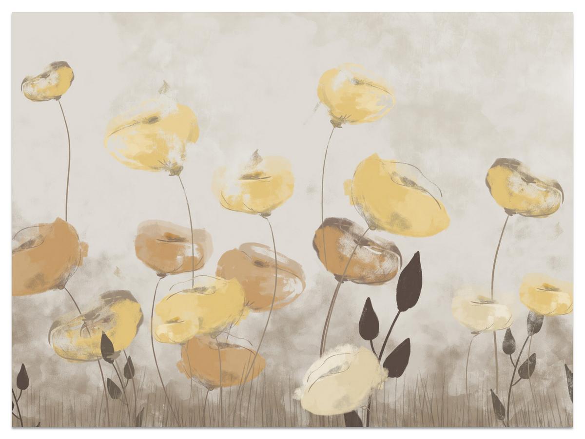 FOTOTAPETE Blumen Feldpflanzen Abstraktion 450x315 - Gelb/Beige, Papier (450/315cm) - Muralo