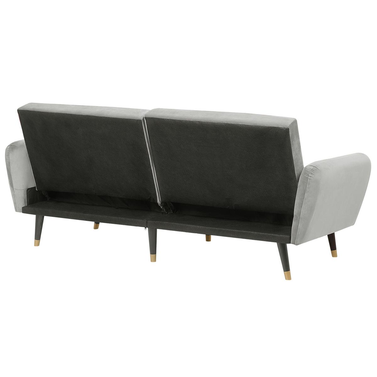 3-SITZER-SCHLAFSOFA Samtstoff Hellgrau Vimmerby - Hellgrau, Textil (212/90/80cm) - Beliani