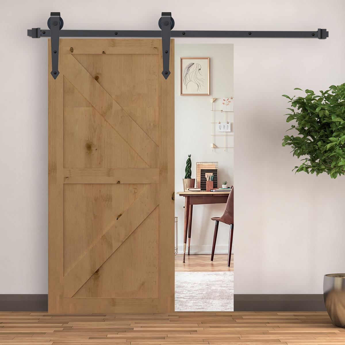 SCHIEBETÜREN-BESCHLAGSATZ, 2 m, Komplett-Set mit Schienen, Rollen, Braun - Braun, Metall (4/0.6/100cm) - HOMCOM
