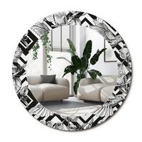 SPIEGEL Rund Ø 60 cm mit Aufdruck - Schwarz, Glas (60/60/0.4cm) - Wallfluent