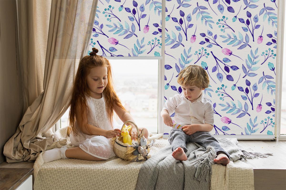 INNENROLLO - Fensterrollo - Rollo - 70x140 cm - Blaue Blumen - Blau, Kunststoff (70/140/0.5cm) - TULUP