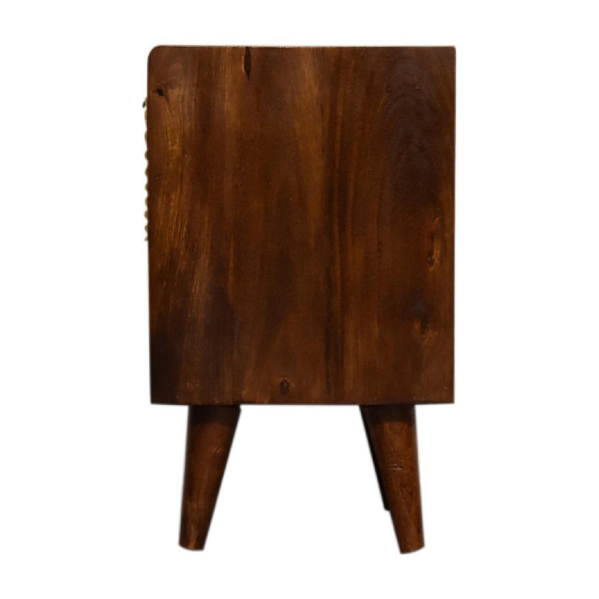 NACHTTISCH Mini Manila Gold mit 1 Schublade, 1 offenes Fach, Braun - Kastanienfarben/Messingfarben, Holz/Metall (30/50/30cm) - Artisan Furniture