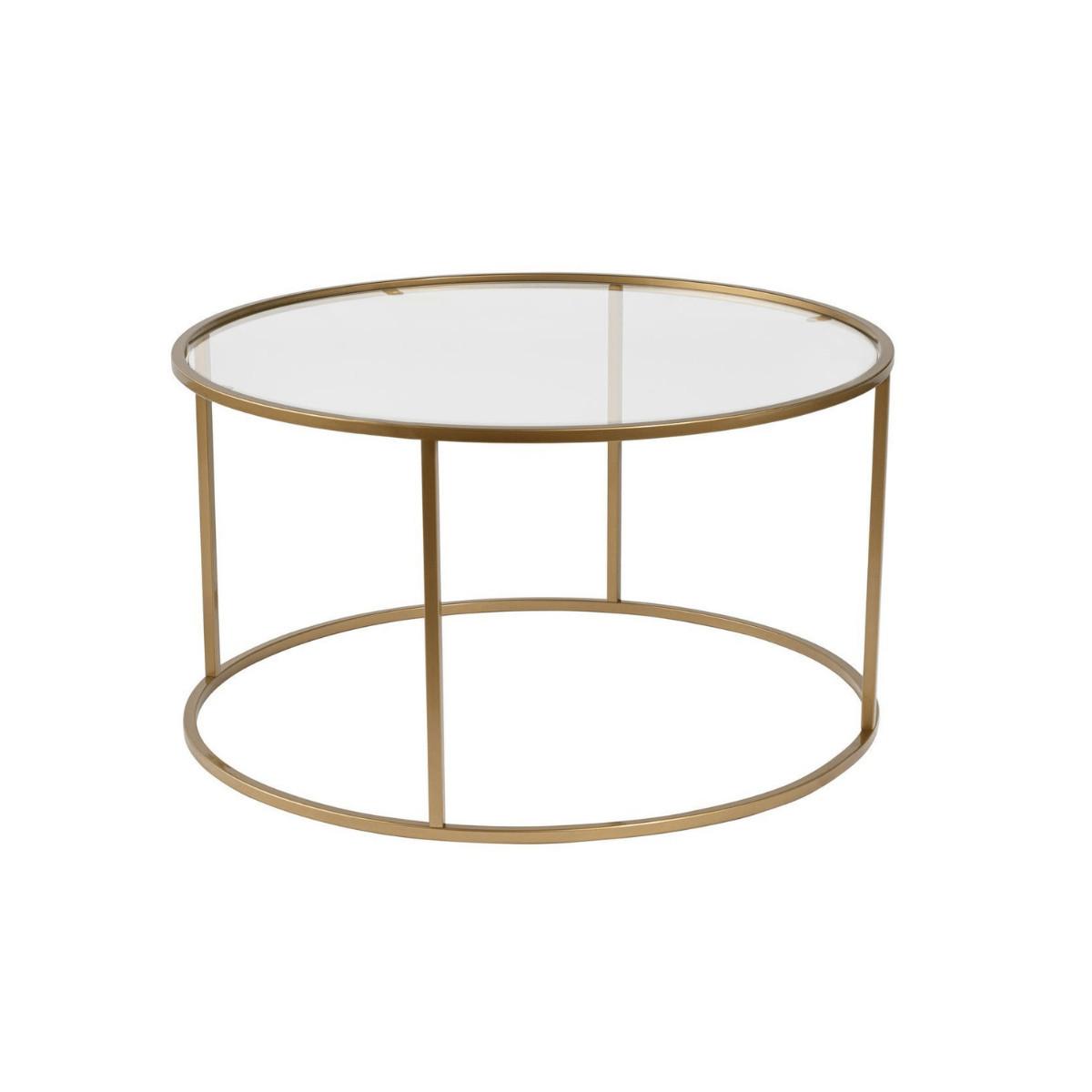 COUCHTISCH mit Glasplatte 80/80/43 cm - Goldfarben, Metall (82/80/43cm) - Calicosy