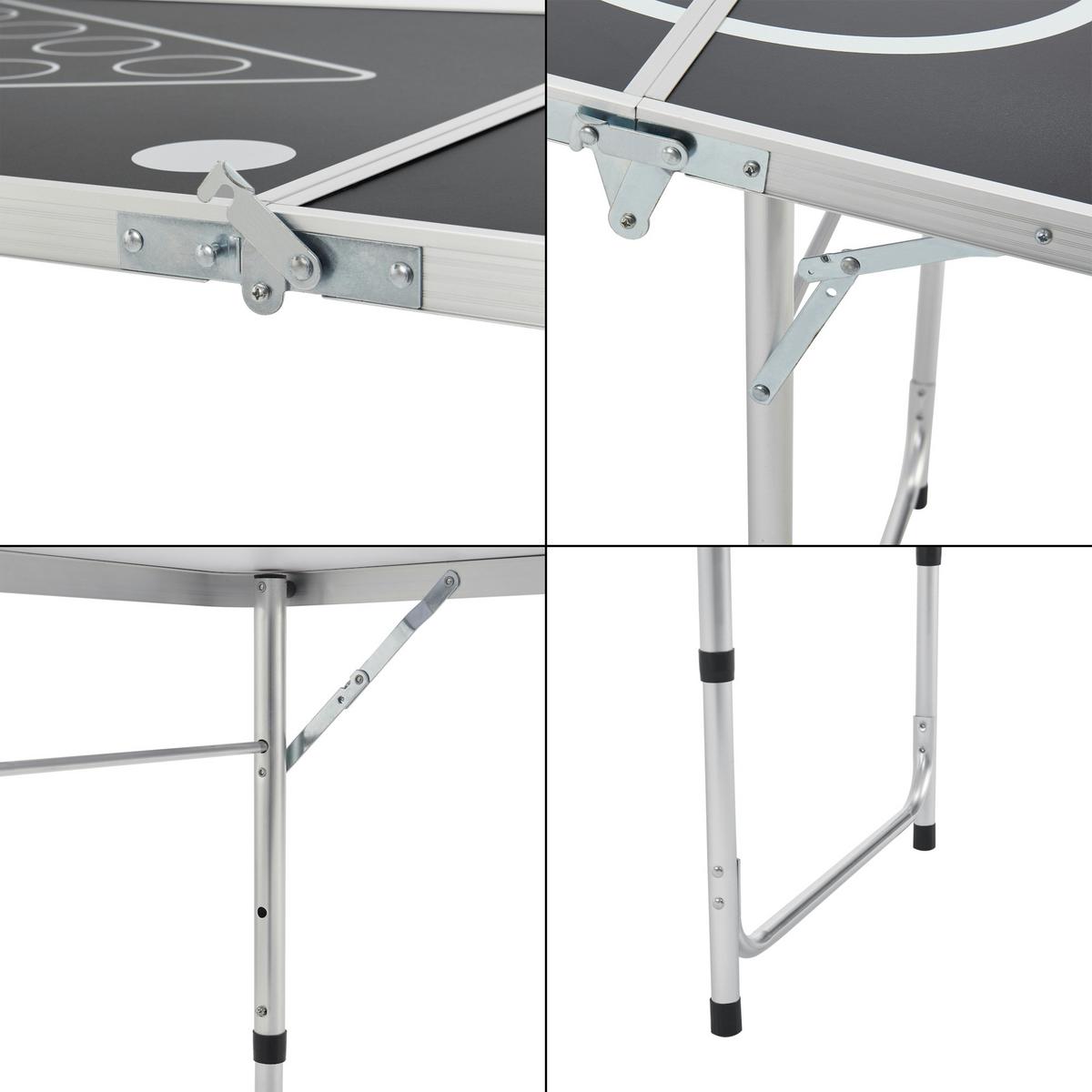 BIERPONGTISCH Ibiza - Silberfarben/Schwarz, Holzwerkstoff/Metall (60/240/70cm) - [en.casa]
