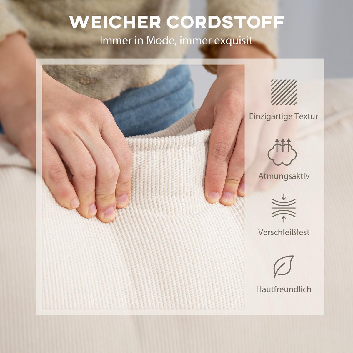 ECKSOFA 3-Sitzer Sofa in L-Form Eckcouch mit Umkehrbarer Chaiselongue Cremeweiß - Weiß, Kunststoff (153/241cm) - HOMCOM