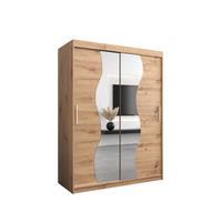 SCHWEBETÜRENSCHRANK 200/150/62 2-türig - Silberfarben/Eiche Artisan, Holz/Kunststoff (150/200/62cm) - MÖBEL KRYSPOL