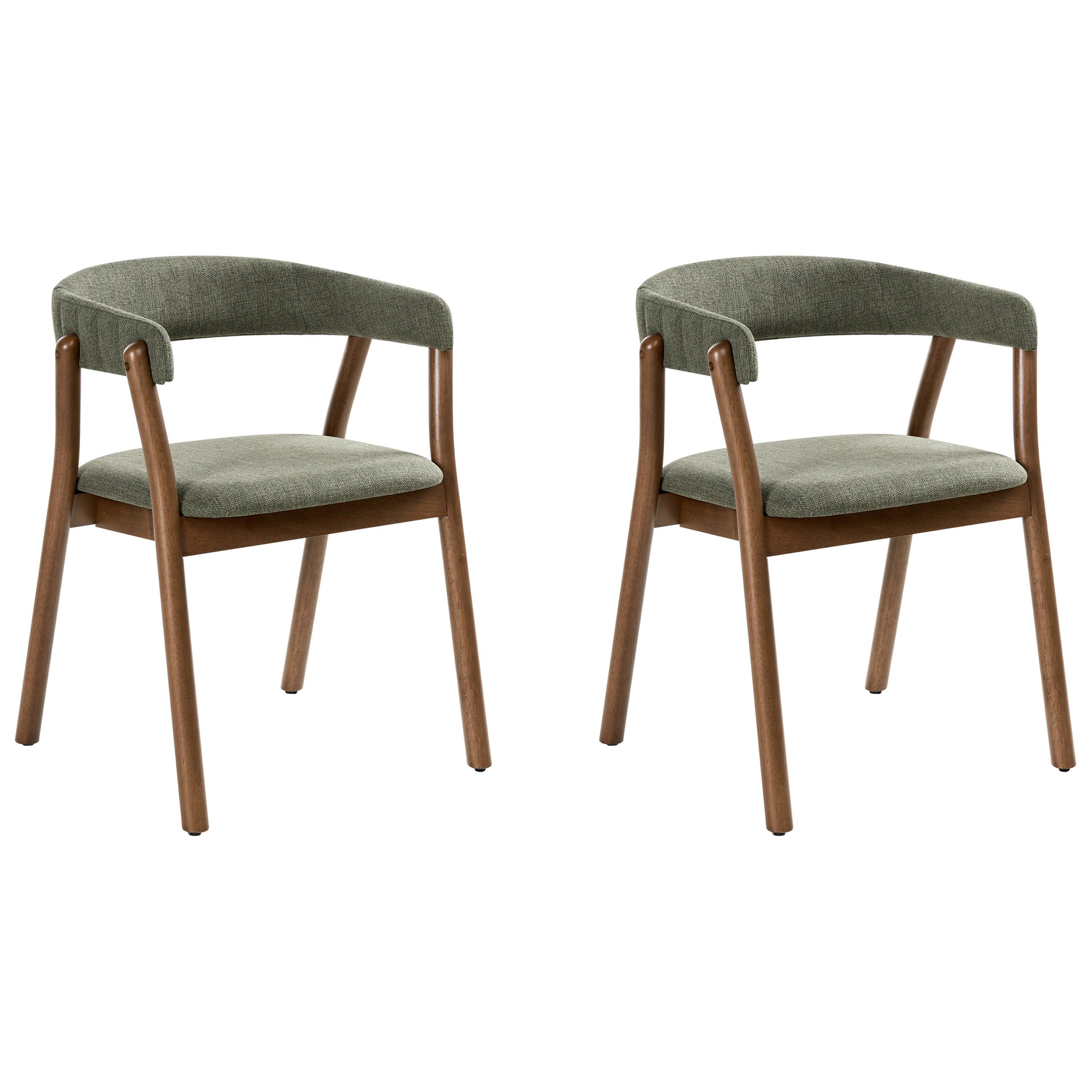 ESSZIMMERSTUHL 2er Set Stoff Dunkelbraun/Grün Mylo - Dunkelbraun/Grün, Holz/Textil (58/77/56cm) - Beliani