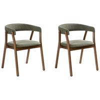 ESSZIMMERSTUHL 2er Set Stoff Dunkelbraun/Grün Mylo - Dunkelbraun/Grün, Holz/Textil (58/77/56cm) - Beliani