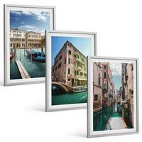 BILDER SET 3er Set - 40x60 cm Silberner Rahmen - Architektur der Kanäle von Venedig - Silberfarben, Kunststoff (40/60cm) - TULUP