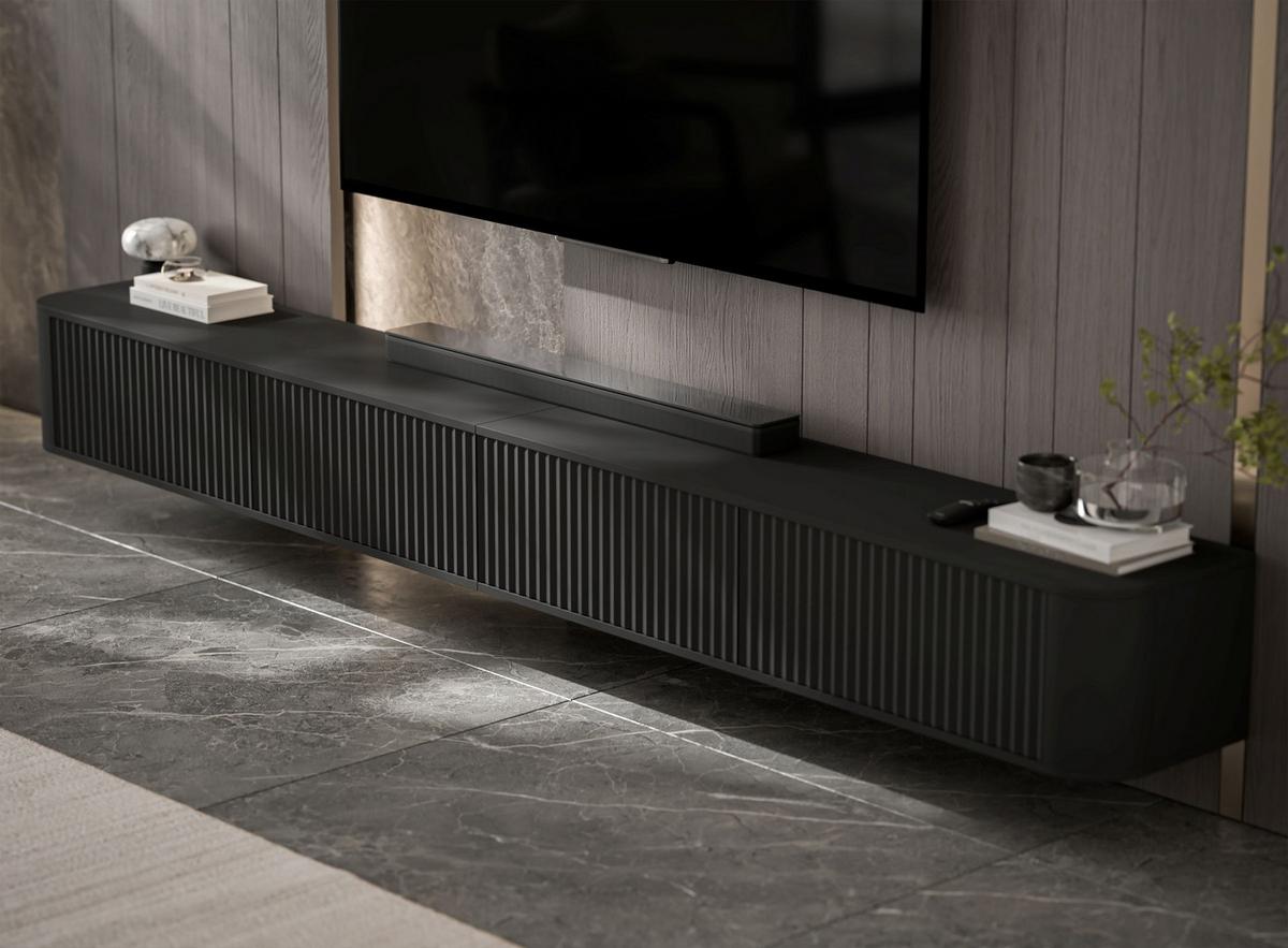 TV-LOWBOARD 2er-Set Aurora Schwarz matt 280 cm - Schwarz, Holzwerkstoff (280/30/35cm) - Meble Lindner
