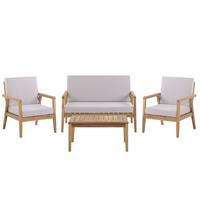 LOUNGE SET 4-Sitzer Hellbraun Auflagen grau Pallano - Hellbraun/Grau, Holz - Beliani