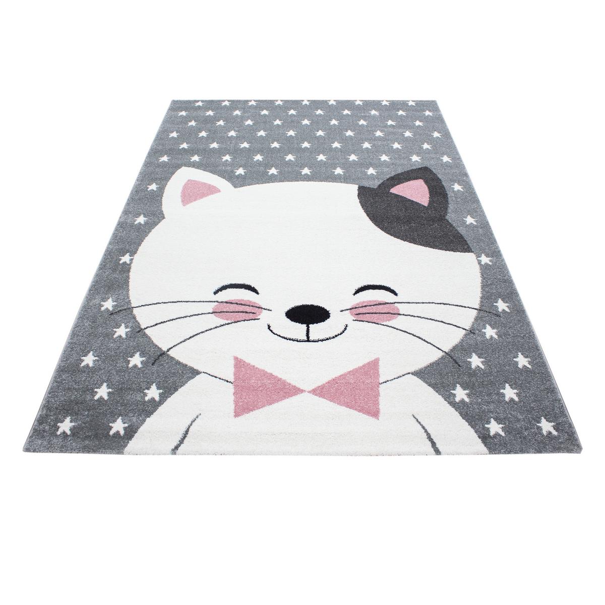 KINDERTEPPICH TASNA, mit Katzen-Motiv, Rosa, 80 x 150 cm - Rosa, Textil (150/80cm) - KADIMA DESIGN