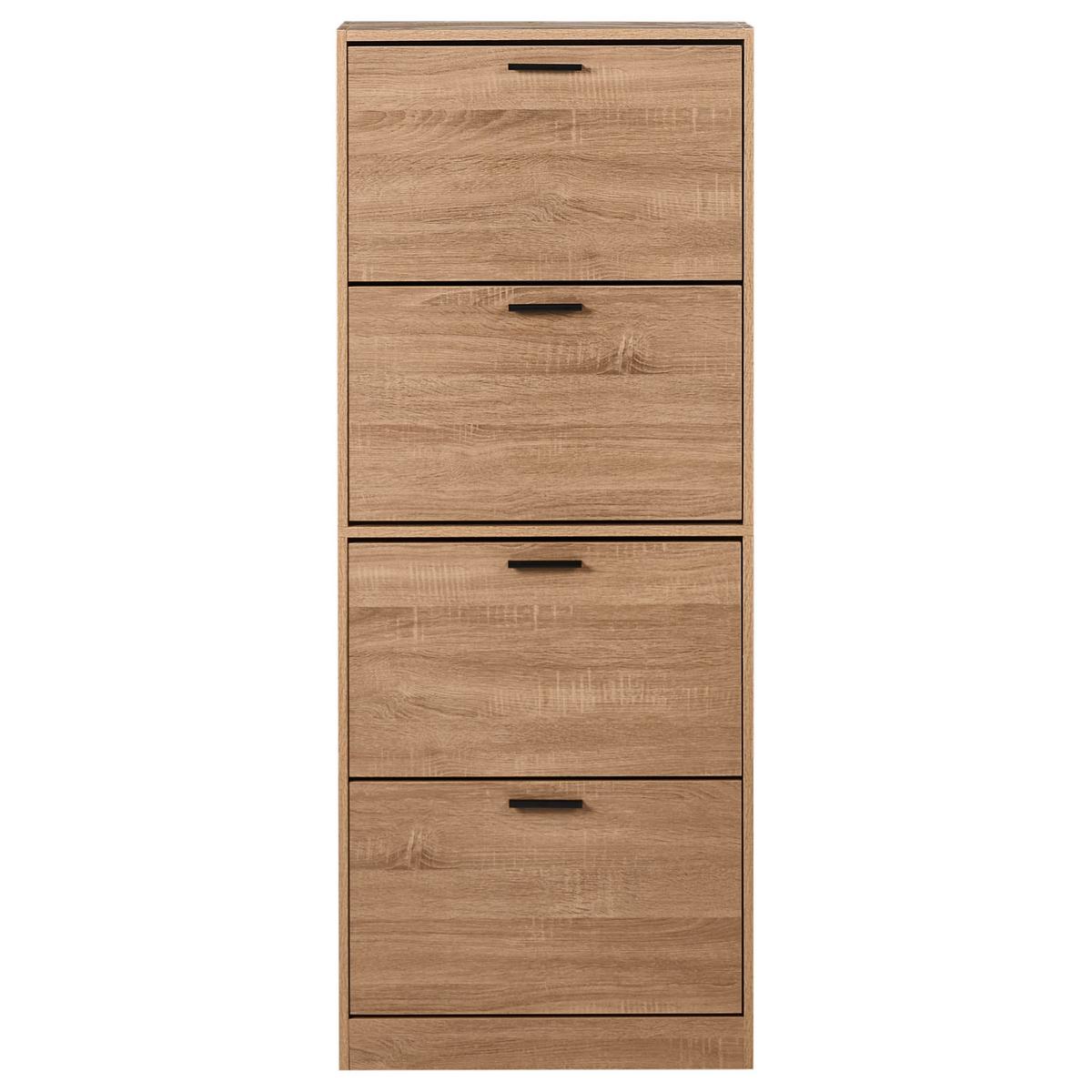 SCHUHSCHRANK Hellbraun Bowral - Hellbraun/Schwarz, Holzwerkstoff (60/150/24cm) - Beliani