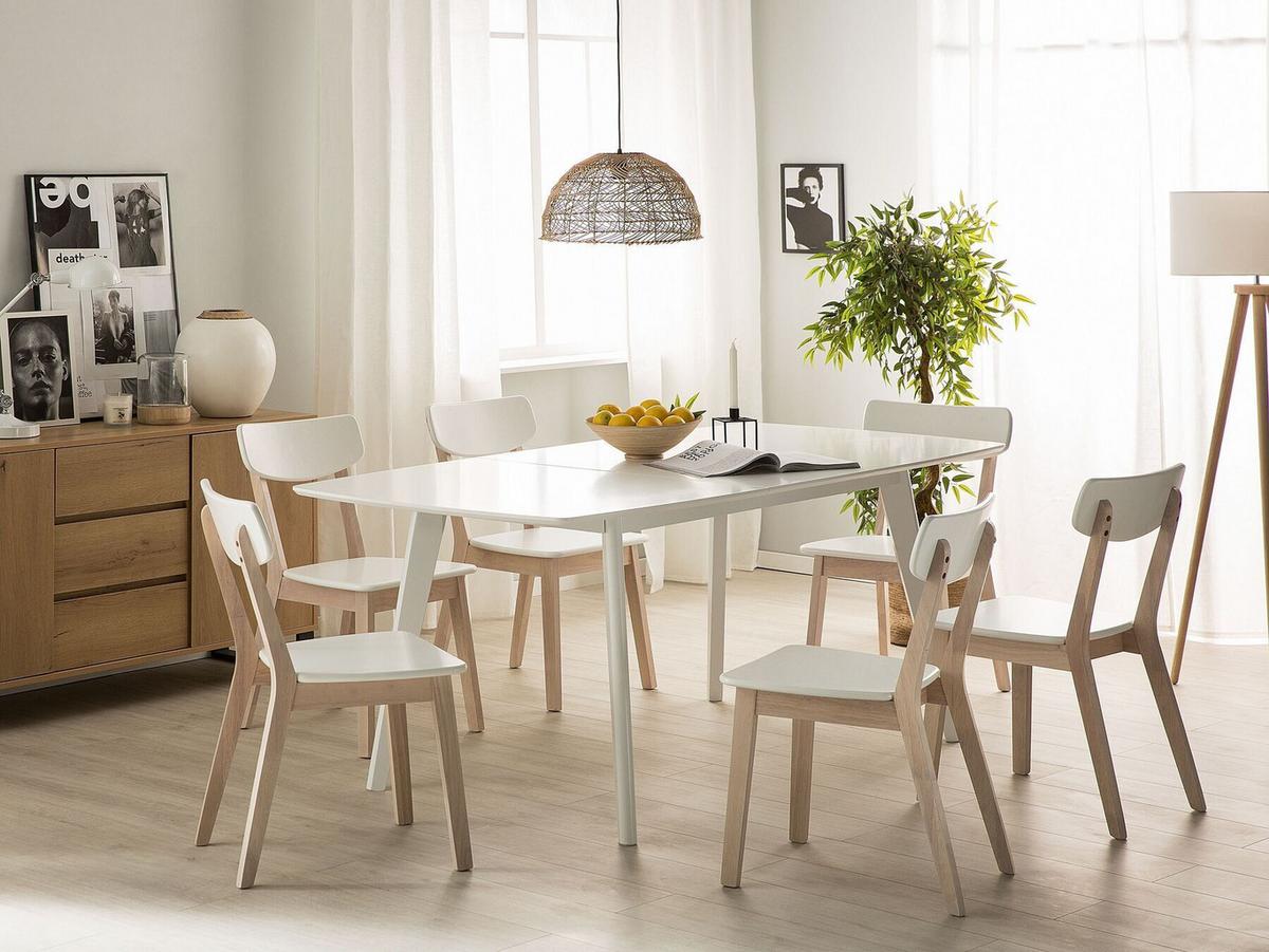 ESSTISCH 120-160/80/75 cm Weiß Rechteckig Sanford - Weiß, Holzwerkstoff (160/80/75cm) - Beliani