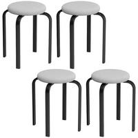 HOCKER 4er Set Kunstleinen Stahl Grau - Schwarz/Grau, Textil/Metall (40/45/40cm) - HOMCOM