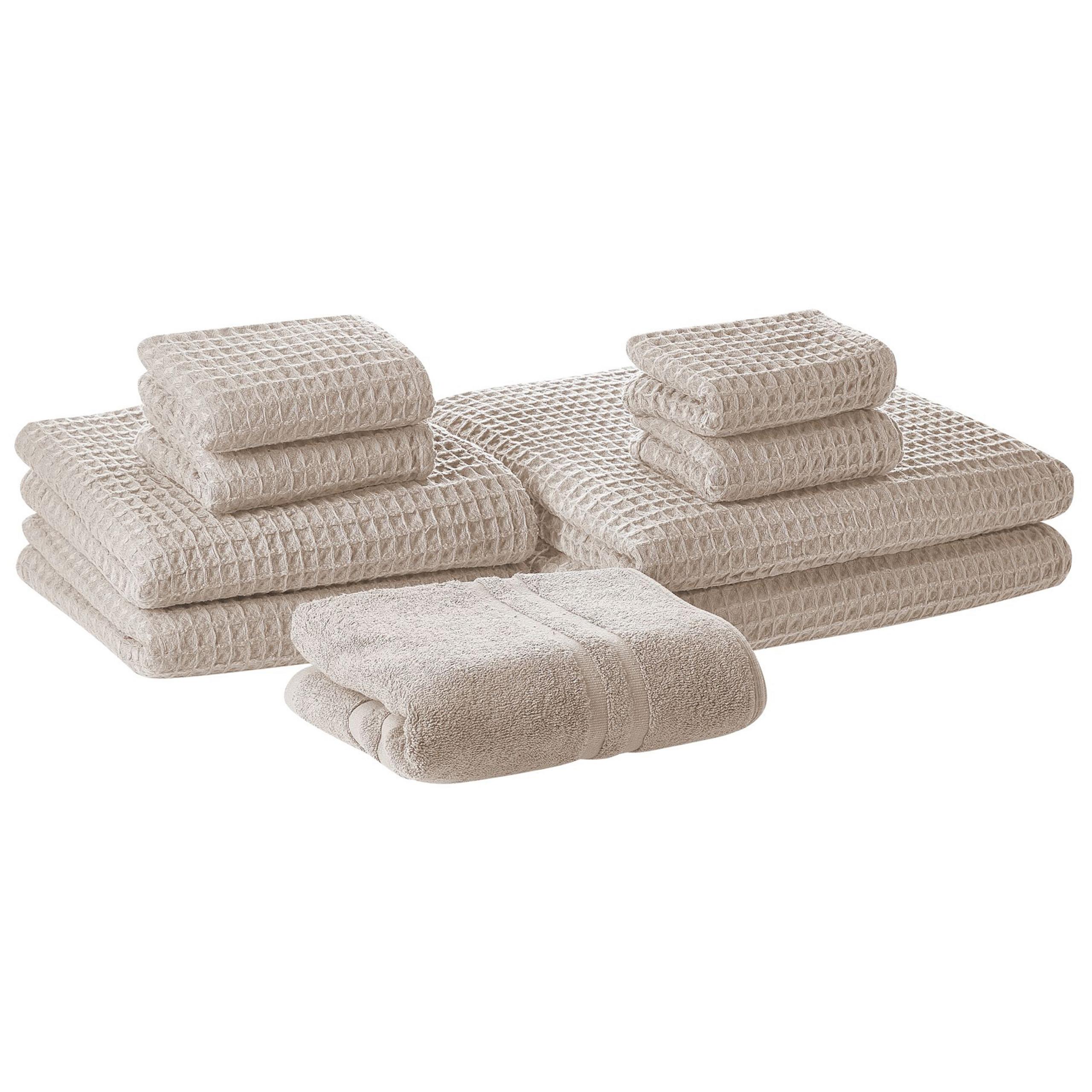 BADEHANDTUCH 9-teilig Beige Areora - Beige, Textil (140/70cm) - Beliani