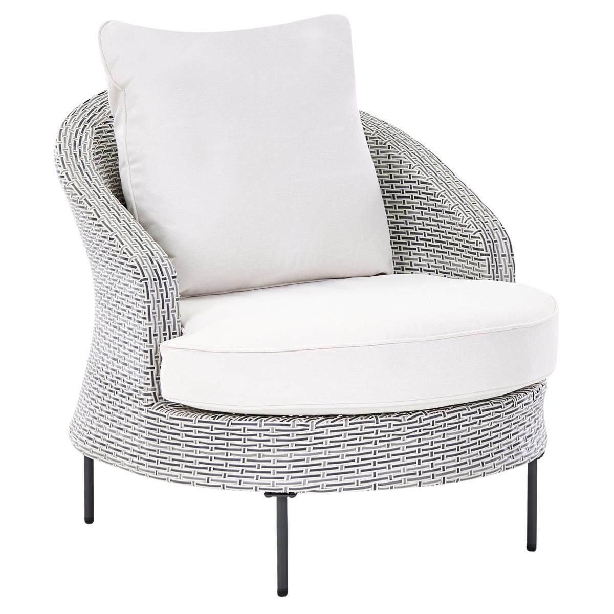 GARTENSESSEL mit Ottomane Polyrattan Grau Arcille - Grau, Kunststoff (80/80/93cm) - Beliani