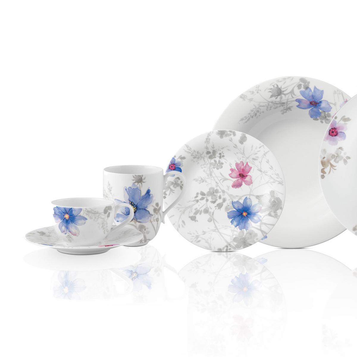 KAFFEESERVICE Mariefleur Gris Basic bunt 18-tlg. - Multicolor, Keramik (2/2/2cm) - Villeroy & Boch