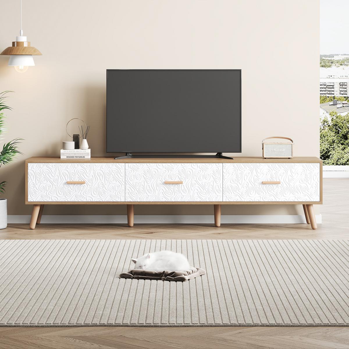 TV-MÖBEL Heller Holzoptik 150/35/39 cm - Grau, Holzwerkstoff (35/39/150cm) - Urban Meuble