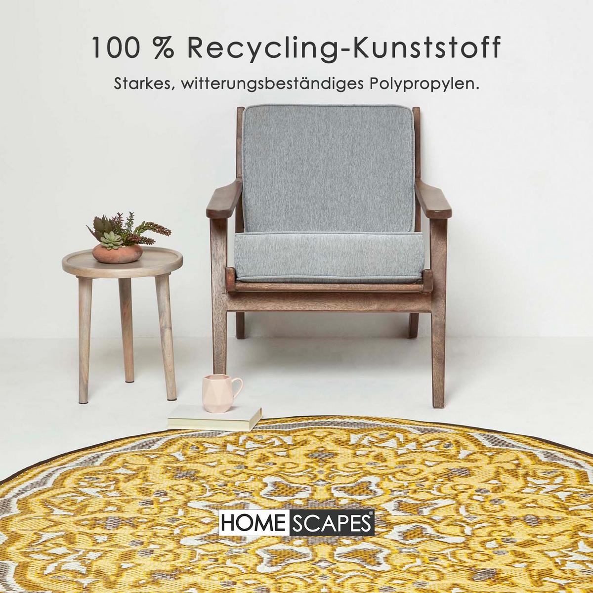 OUTDOORTEPPICH Rae, orientalisch gemustert rund 180 cm - Gelb, Kunststoff (180/180cm) - Homescapes