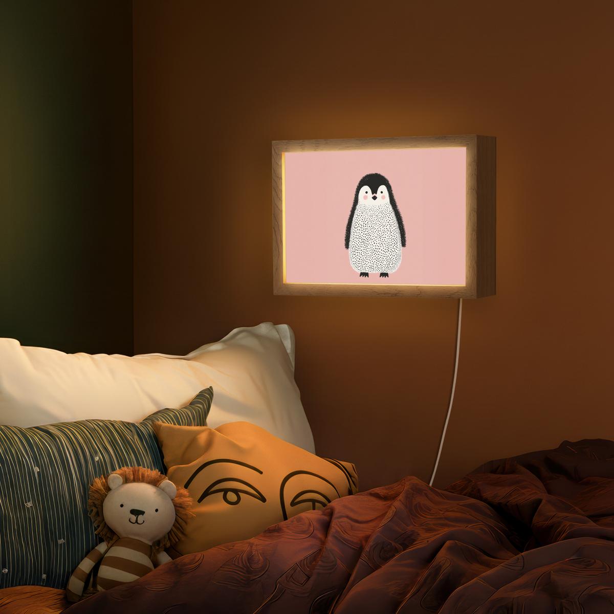 WANDLEUCHTE Pinguin - Punkte - Minimalistisch - Rosa 30x20 cm - Rosa, Holzwerkstoff (30/20/8cm) - OnlyWow