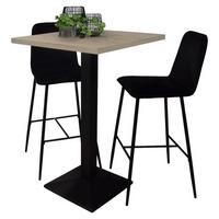 TRESENTISCH Elene 70x70x106 schwarz matt/eiche sägerau - Graubraun, Metall (70/70/106cm) - 58aufmkessel