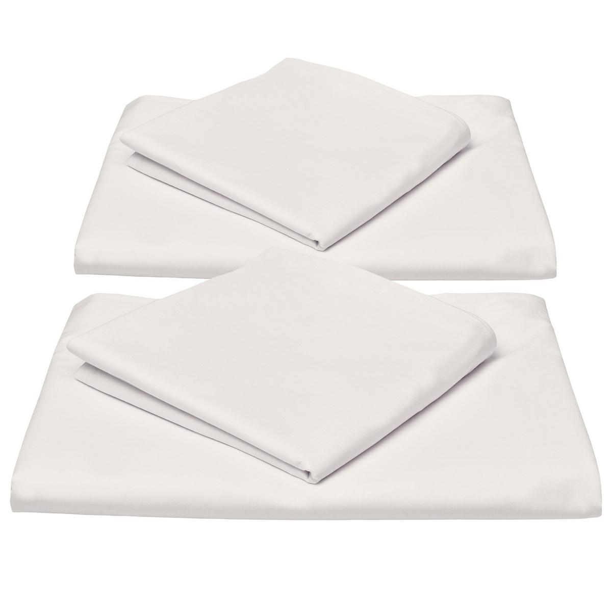 BETTWWÄSCHE Julie 135/200 cm + Kissenbezug 80/80 cm Weiß Renforcé 2er Set - Weiß, Textil (135/200cm)
