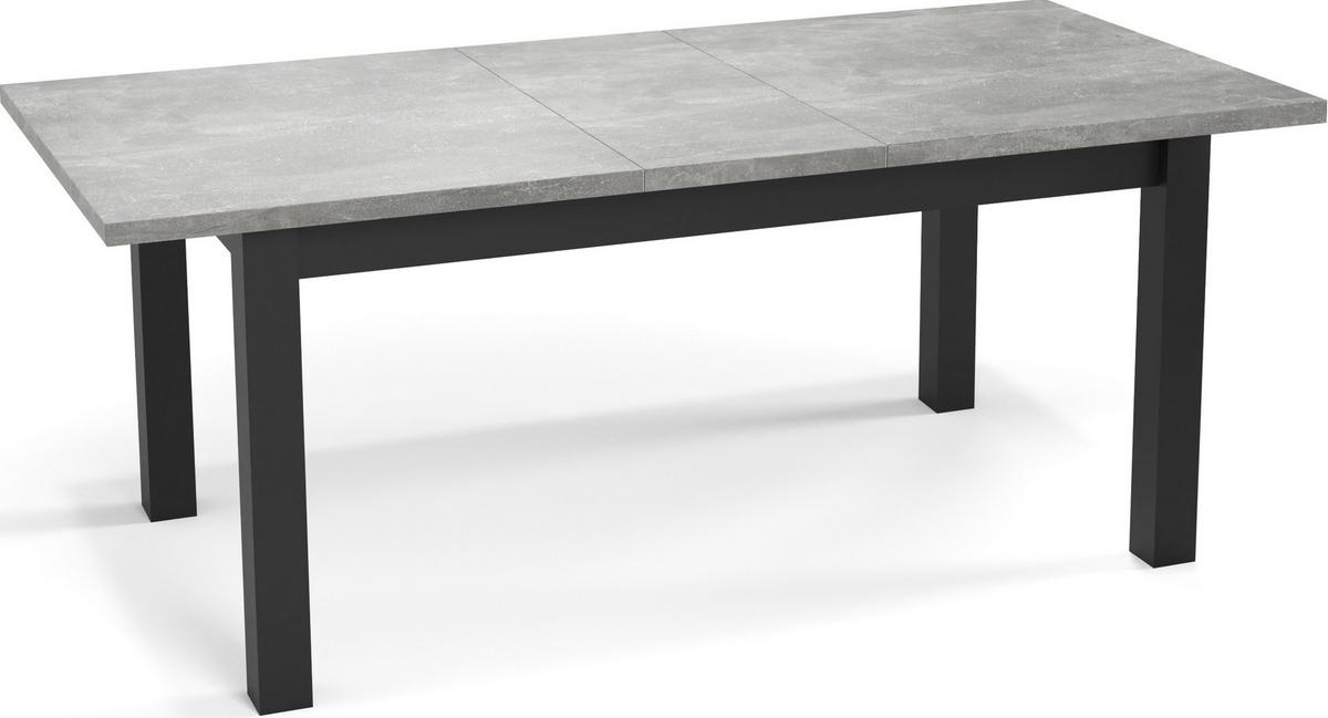 ESSTISCH Davidof rechteckig ausziehbar, Grauer Beton 120-160/80/76 cm - Hellgrau/Schwarz, Holz/Holzwerkstoff (67/160/76cm) - WFL GROUP