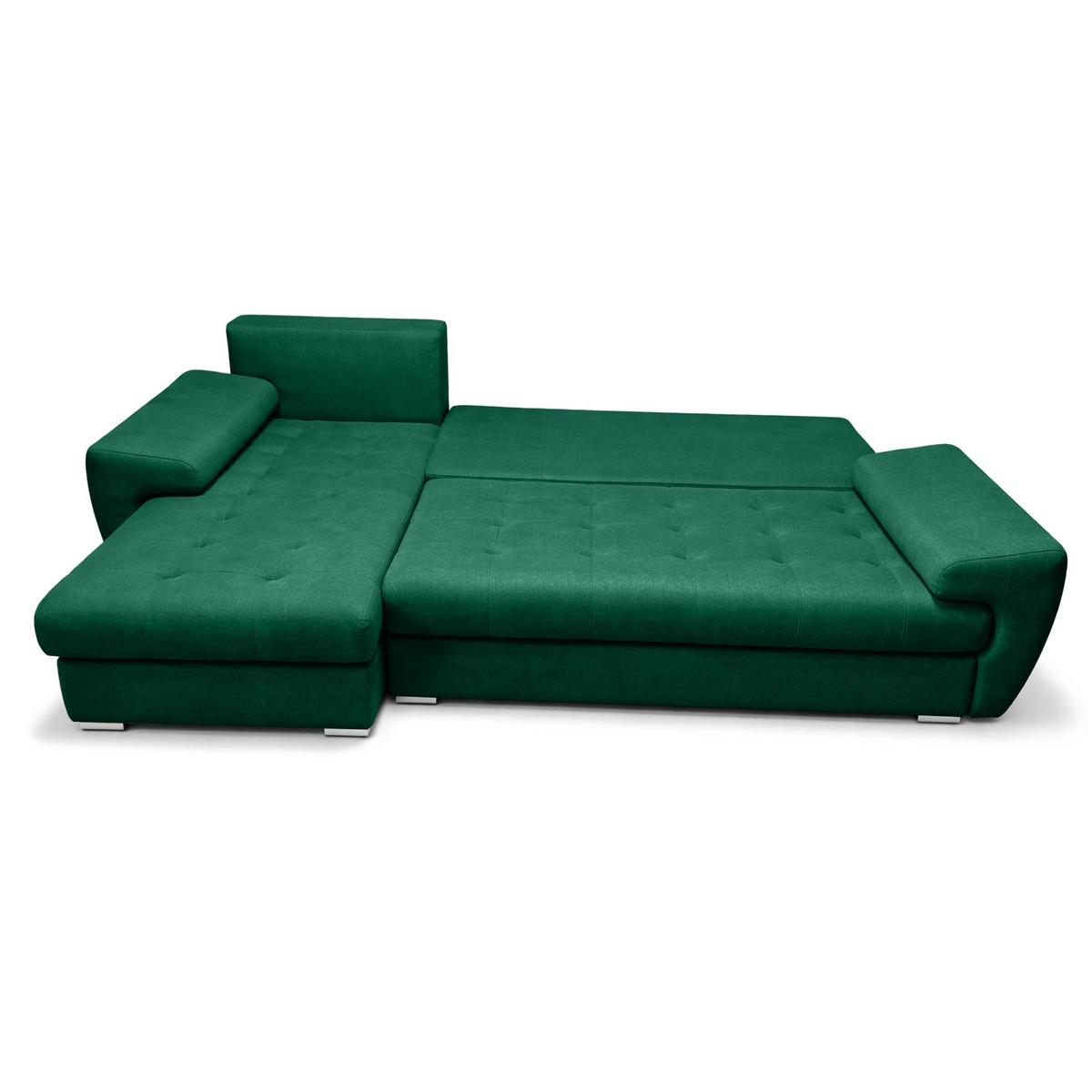 ECKSOFA L Form Manisa Grün 234/145/83 cm Links mit Schlaffunktion - Silberfarben/Grün, Kunststoff/Textil (145/234cm) - AX Living