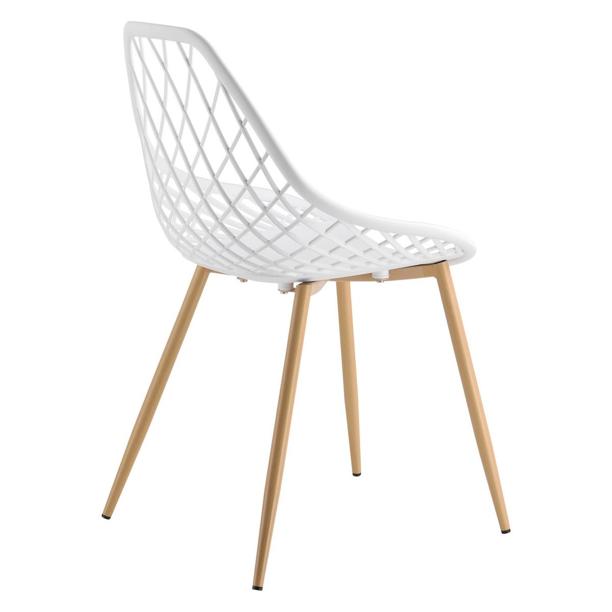DESIGNSTUHL-SET 2 TLG. Warschau - Buchefarben/Weiß, Kunststoff/Metall (48/83/58cm) - [en.casa]