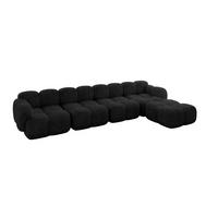 ECKSOFA modulares Sofa Rechts Miko-L3 390x205x75 Schwarz Velours - Schwarz, Holzwerkstoff/Kunststoff (390/205cm) - ALTDECOR