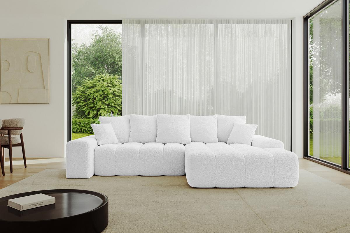 ECKSOFA Ottomane Rechts ENSI-L - 267x164x69 cm Weiß - Weiß, Holzwerkstoff/Kunststoff (164/267cm) - ALTDECOR