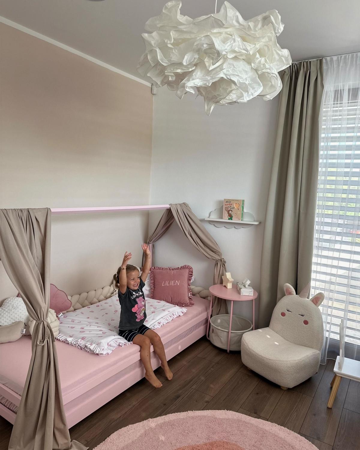 KINDER-HAUSBETT Rosa 90-200 cm Appy - Pink, Holz (90/200cm) - Beliani