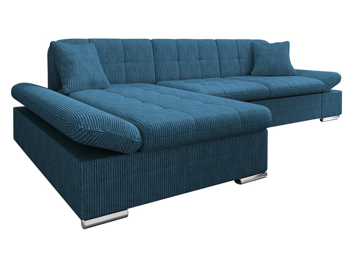 ECKSOFA Montana Cord, Seite: Links - Dunkelblau, Holz/Textil (278/161cm) - MIRJAN24