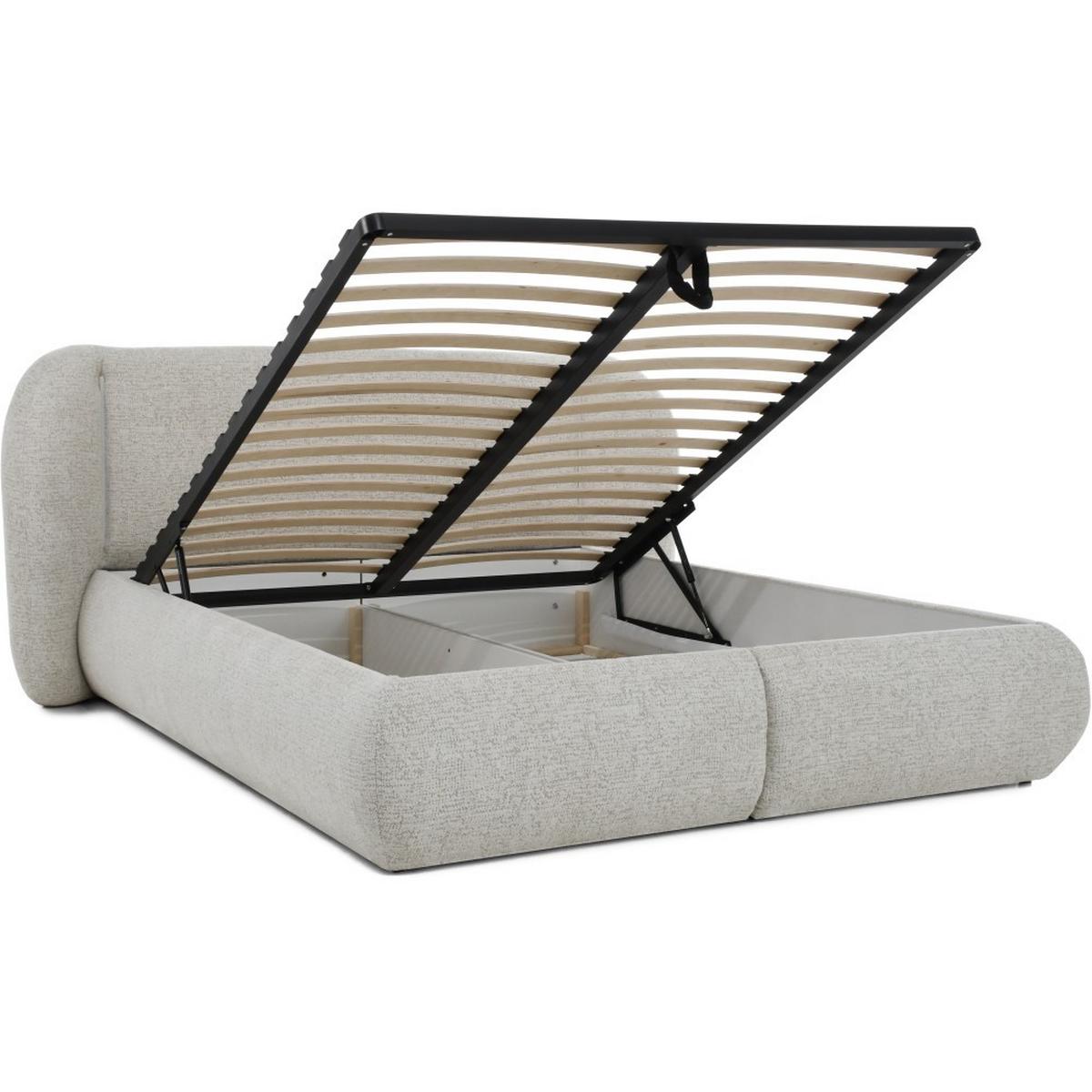 POLSTERBETT Corfu mit LED-Beleuchtung, mit Bettkasten, rundliche Formen, 140x200, Grün - Grün, Textil/Metall (140/200cm) - Beautysofa
