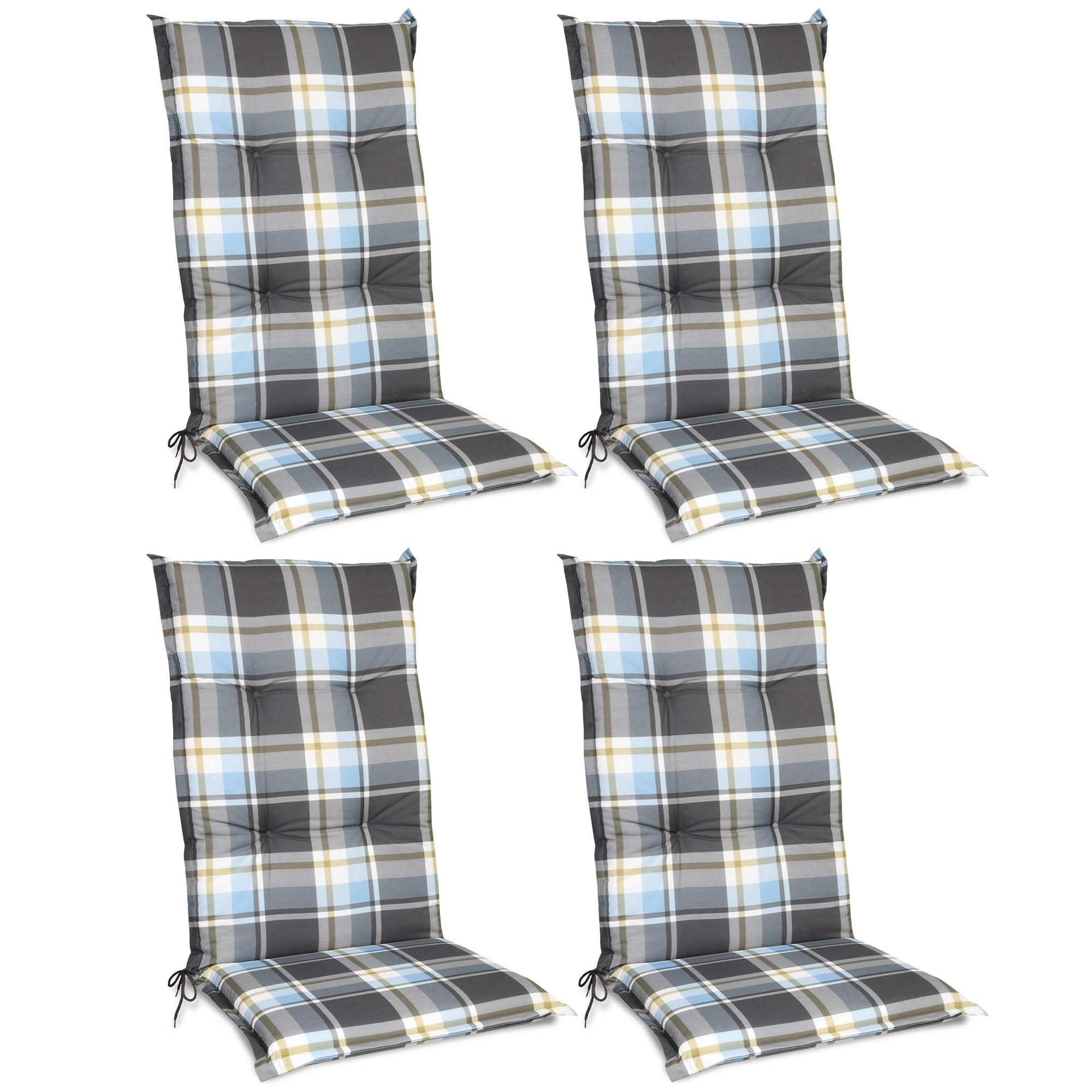 HOCHLEHNERAUFLAGE Sunny BK 120/50/6cm Blau-Kariert 4tlg - Blau, Textil (50/6/100cm) - Beautissu 
