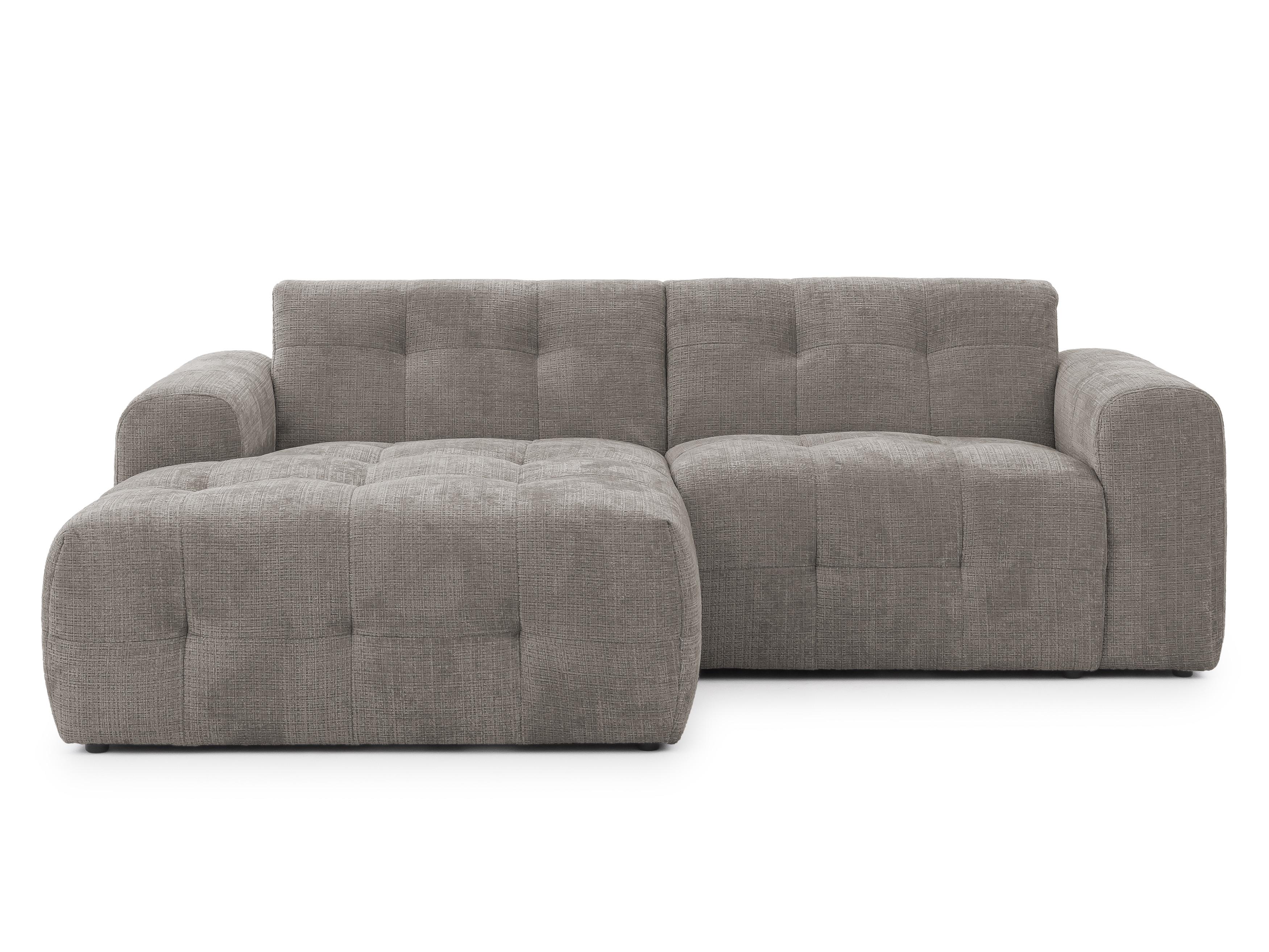 ECKSOFA mit Ottomane links, raffinierten Steppungen, Wellenunterfederung, B234/T161/H79 cm, Chenille-Bezug in Braun Taupe / 21042 - Taupe/Schwarz, Kunststoff/Textil (234/79/161cm) - luma-home