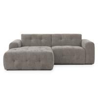 ECKSOFA mit Ottomane links, raffinierten Steppungen, Wellenunterfederung, B234/T161/H79 cm, Chenille-Bezug in Braun Taupe / 21042 - Taupe/Schwarz, Kunststoff/Textil (234/79/161cm) - luma-home