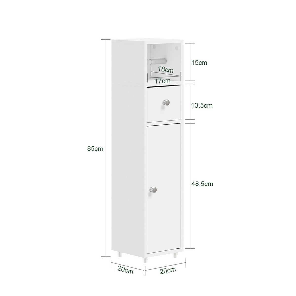 SCHMALER Badezimmerschrank mit Toilettenpapierhalter BZR219-W - Ahornfarben, Fell (20/85/20cm) - SoBuy