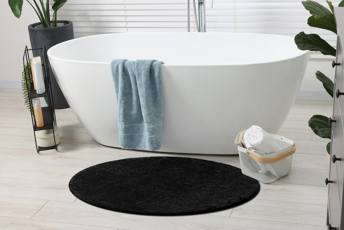 TEPPICH Dywaniki łazienkowe 100 cm - Schwarz, Textil (100/100cm) - rugsX